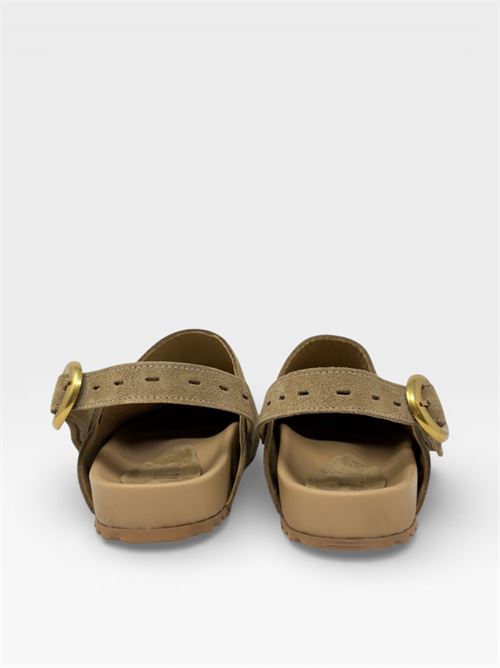 Sandali sabot in suede con cinturino IL LACCIO | 8142SUEDEOILGREEN